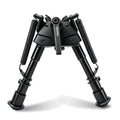 Harris style rifle bipod, alloy version front view with legs splayed and sling stud mount