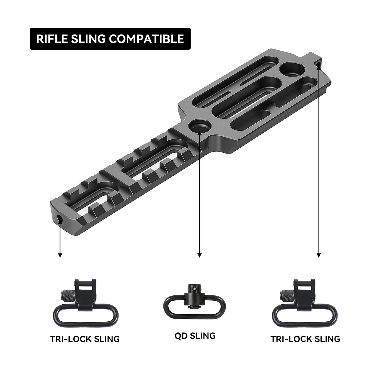 PRS rail sling stud compatible with tri-lock and QD rifle slings