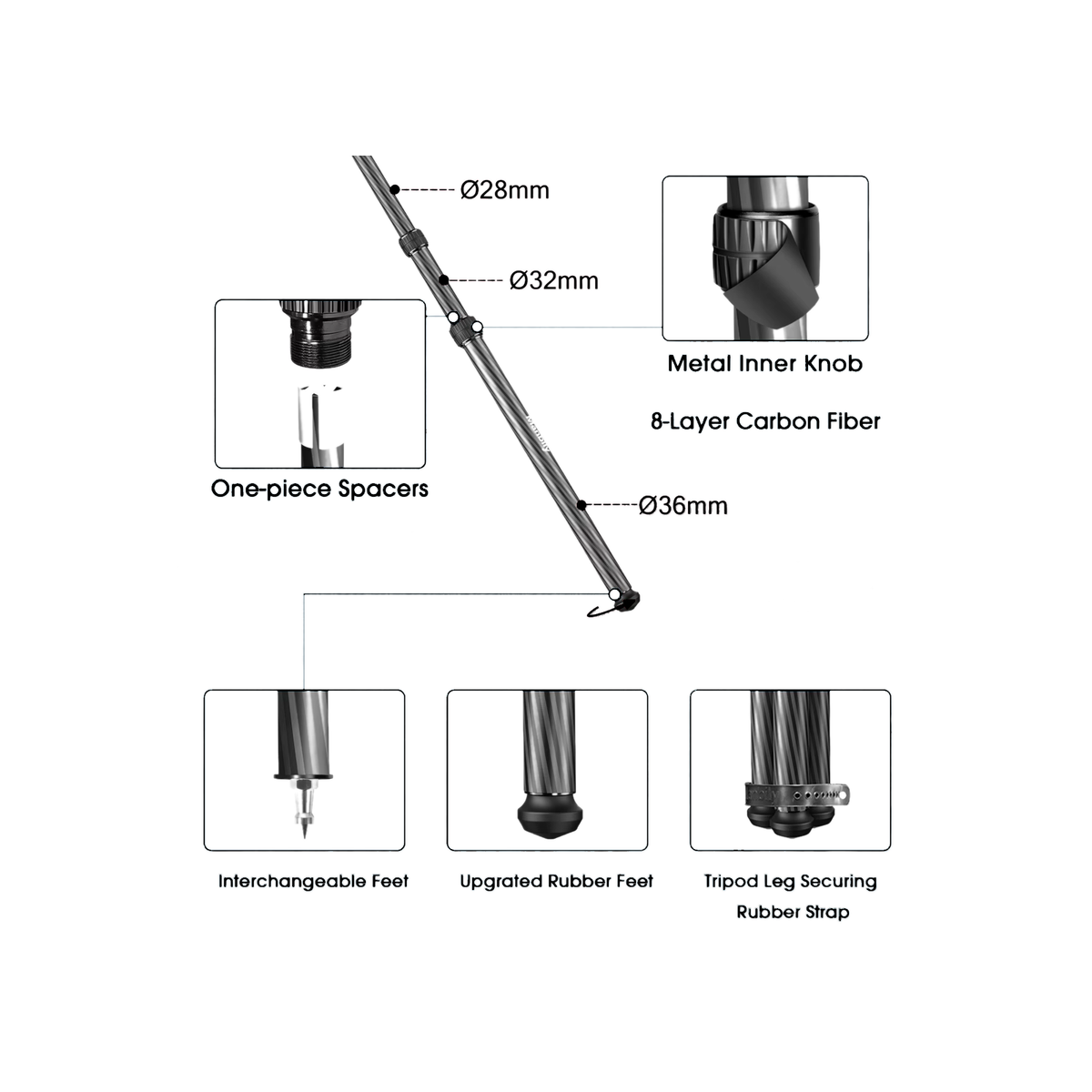 Manbily Heavy Duty Carbon Fibre Shooting Tripod